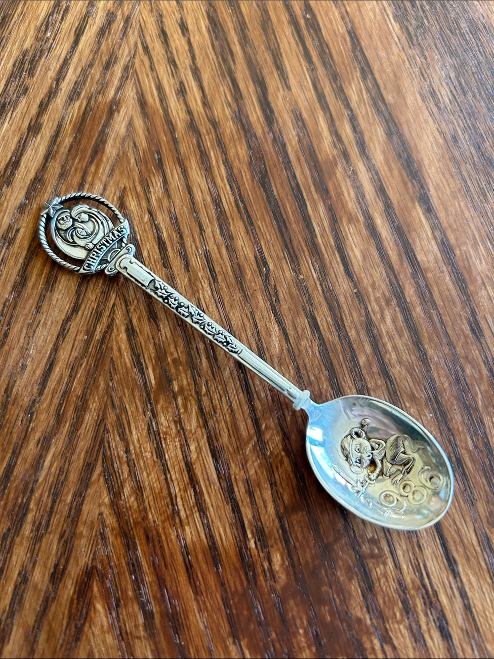 Vintage Christmas 1986   Silver Plated  Holy Family Souvenir Spoon
